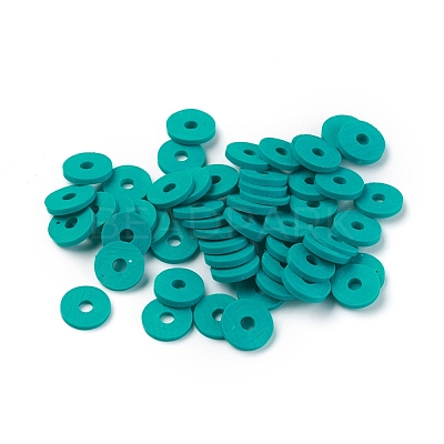 Flat Round Handmade Polymer Clay Beads CLAY-R067-8.0mm-07-1