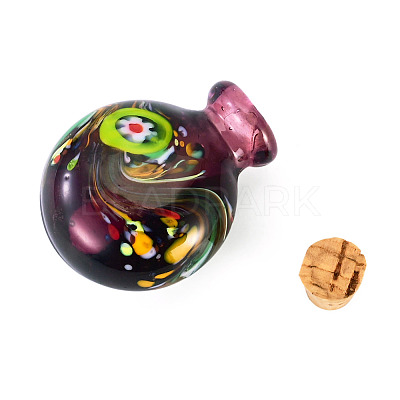 Handmade Lampwork Perfume Bottle Pendants LAMP-TADJ0001-05B-1