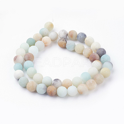 Natural Flower Amazonite Bead Strands G-G735-61F-8mm-1