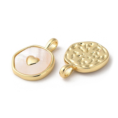 Rack Plating Brass Pendants with Natural Shell KK-K332-40G-1