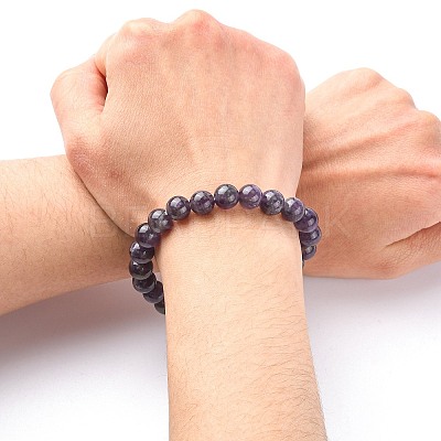 Natural Amethyst Beaded Stretch Bracelets B072-2-1
