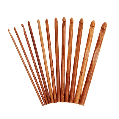 12Pcs Carbonized Bamboo Knitting Needles PW-WG37861-01-1