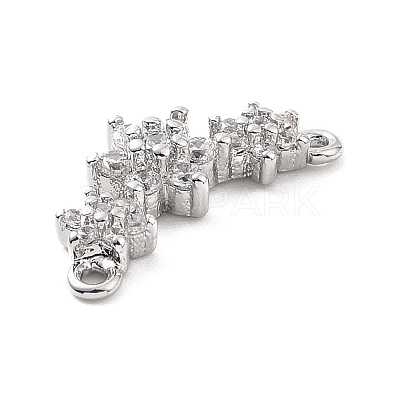 Eco-friendly Rack Plating Brass Micro Pave Cubic Zirconia 2-Loop Charms KK-F843-08P-1