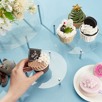 4 Sets 4 Styles Round Acrylic Cupcake Riser Holder ODIS-FG0001-70-1