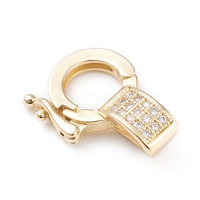 Brass Micro Pave Clear Cubic Zirconia Twister Clasps X-ZIRC-L097-021G-1