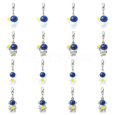16Pcs 4 Styles Spray Printed Alloy European Dangle Charms FIND-CJ0005-53-1