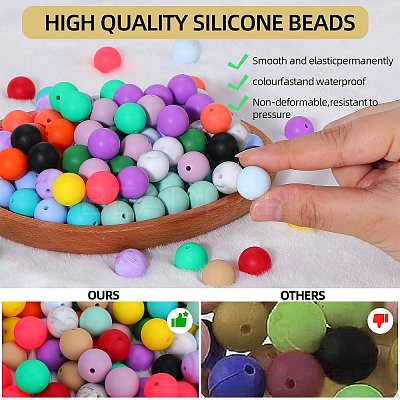 80Pcs Round Silicone Focal Beads SIL-SZ0001-24-30-1