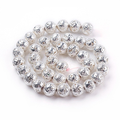 Electroplated Natural Lava Rock Bead Strands G-E429-01-10mm-S-1