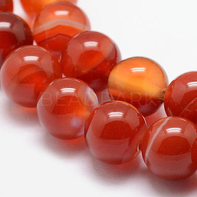 Natural Striped Agate/Banded Agate Bead Strands G-K166-13-10mm-08-1