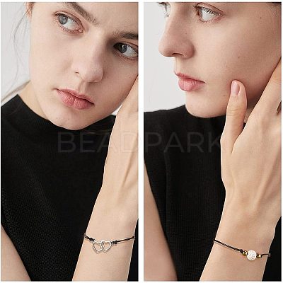 Adjustable Waxed Cord Braided Bead Bracelets Set DIY-AR0001-65-1