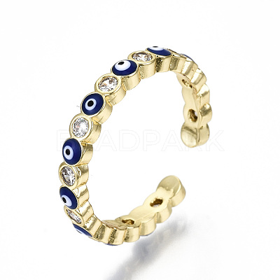 Brass Micro Pave Clear Cubic Zirconia Cuff Rings RJEW-T016-07G-NF-1