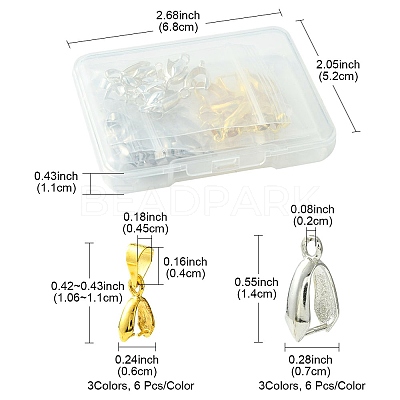 36Pcs 6 Style Grade AA Brass Ice Pick Pinch Bails for Pendant Making KK-FS0001-26-1