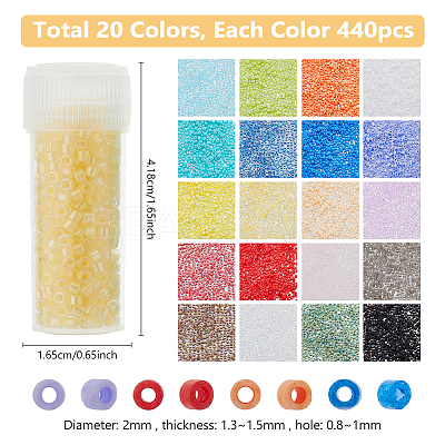 100G 20 Styles Cylinder Seed Beads SEED-DC0001-12-1