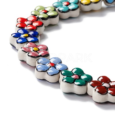 Handmade Porcelain Flower Beads Strands PORC-F003-01D-1