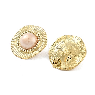 Flat Round Real 14K Gold Plated 304 Stainless Steel Stud Earrings EJEW-P258-32G-02-1