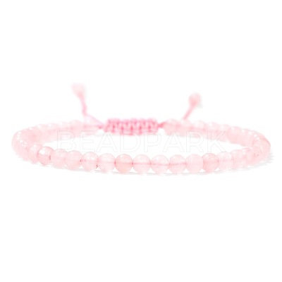 Adjustable Women's Rose Quartz Beaded Bracelet CN3407-48-1