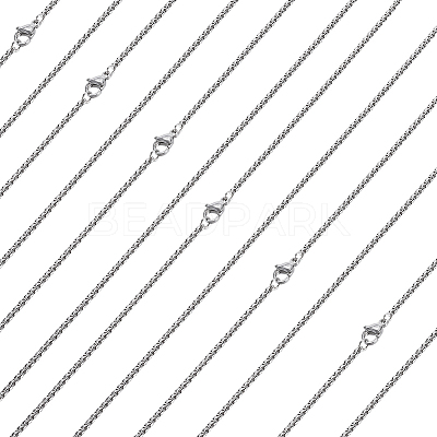 10Pcs 304 Stainless Steel Box Chain Necklaces NJEW-BBC0001-11B-1