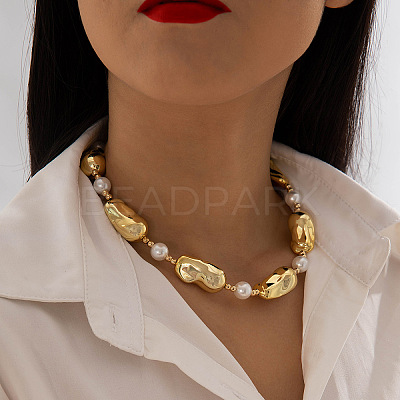 Alloy & CCB Plastic Beaded Necklaces FS-WG4655B-16-1