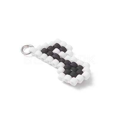 Glass Seed Beaded Musical Note Pendants PALLOY-MZ01050-1