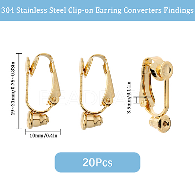 20Pcs 304 Stainless Steel Clip-on Earring Converters Findings STAS-SC0021-49-1