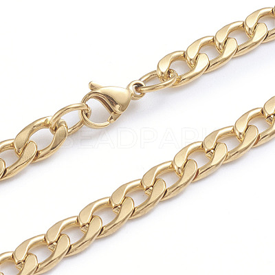 Men's 304 Stainless Steel Cuban Link Chain Necklaces NJEW-L173-009-G-1