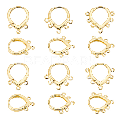 12Pcs 3 Style Brass Hoop Earring Findings KK-BC0012-37-1