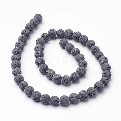 Unwaxed Natural Lava Rock Bead Strands X-G-F309-10mm-1