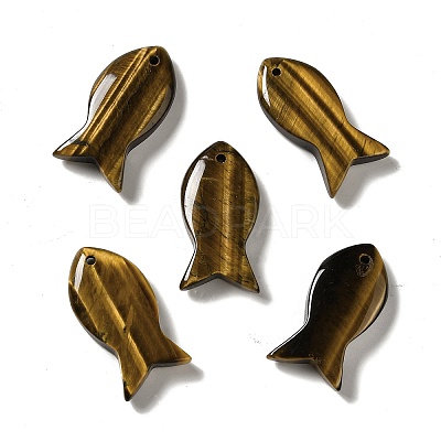 Natural Tiger Eye Pendants G-G932-B12-1