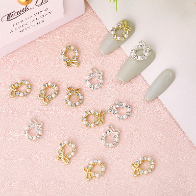 40Pcs 2 Colors Christmas Wreath Alloy Rhinestone Cabochons MRMJ-CA0001-49-1