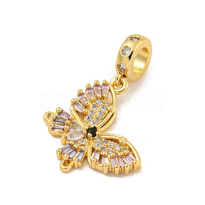 Rack Plating Brass Pave Colorful Cubic Zirconia European Dangle Charms KK-P277-19G-1