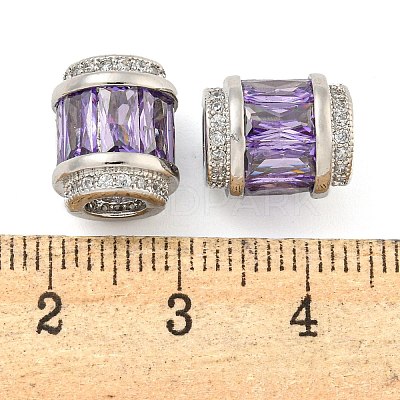 Rack Plating Brass Micro Pave Cubic Zirconia European Beads KK-F089-31P-04-1