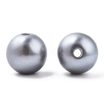 Spray Painted ABS Plastic Imitation Pearl Beads OACR-T015-05C-02-1