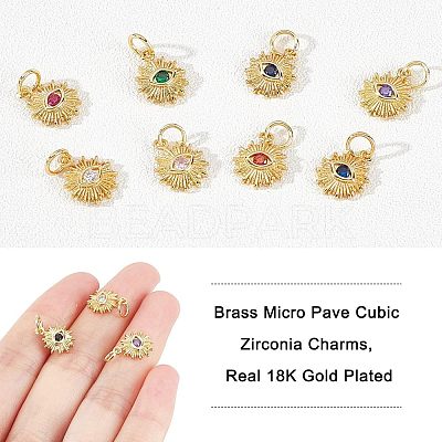16Pcs 8 Colors Brass Micro Pave Cubic Zirconia Charms KK-NB0001-39-1