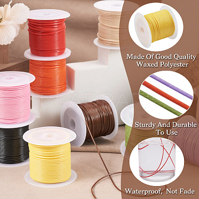 10 Rolls 10 Colors Waxed Polyester Cords YC-TA0001-04-1