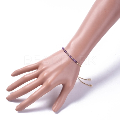Adjustable Natural Amethyst Slider Bracelets BJEW-JB04929-04-1