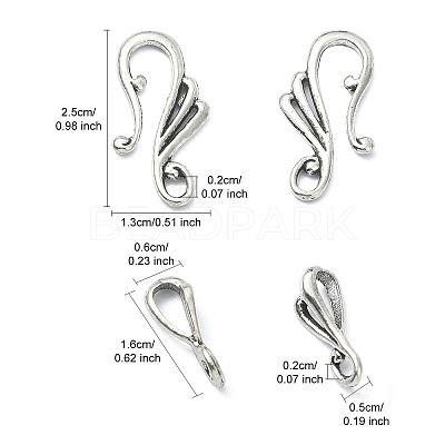 Tibetan Style Alloy Hook and Eye Clasps PALLOY-YW0003-25-1