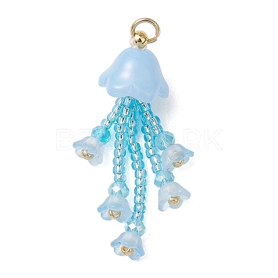 Glass Seed Beaded Pendants PALLOY-MZ01230-01-1