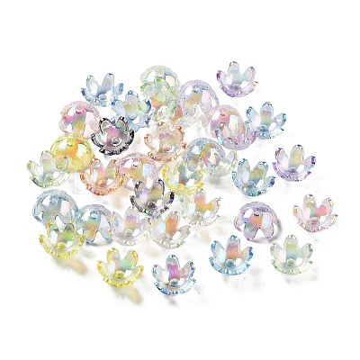 UV Plating Transparent Acrylic Bead Caps MACR-K356-15G-1