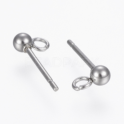 Non-Tarnish 304 Stainless Steel Ball Stud Earring Post STAS-H410-10P-1