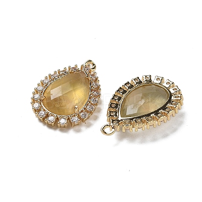 Natural Yellow Fluorite Faceted Teardrop Pendants G-I375-01G-11-1