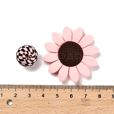 23Pcs Sunflower & Round Silicone Focal Beads SIL-L005-01A-1