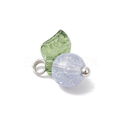 30Pcs 10 Colors Crackle Glass Pendants PALLOY-JF04168-02-1