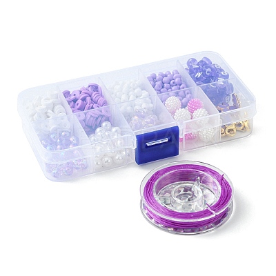 DIY Round Acrylic & Glass Beads Bracelets Jewelry Kits DIY-FS0006-29C-1