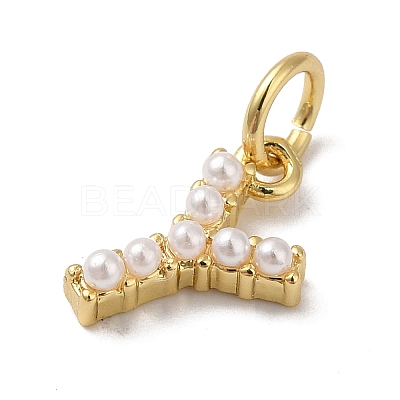 Rack Plating Brass with ABS Plastic Imitation Pearl Charms KK-B092-30Y-G-1