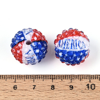 Independence Day Opaque Acrylic Round Beads OACR-T029-07D-1