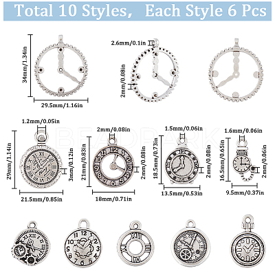 60Pcs 10 Styles Alloy Pendants FIND-SC0006-70-1
