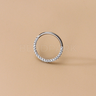 F136 Titanium Alloy Micro Pave Clear Cubic Zirconia Cartilage Earrings WG72C09-06-1-1