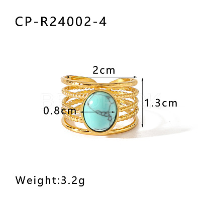 304 Stainless Steel with Synthetic Turquoise Cuff Open Rings WGD4E42-04-1