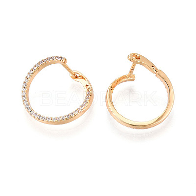 Brass Micro Pave Clear Cubic Zirconia Ring Hoop Earrings EJEW-T048-38G-1
