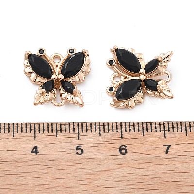 Brass Glass Connector Charms KK-B125-08G-1